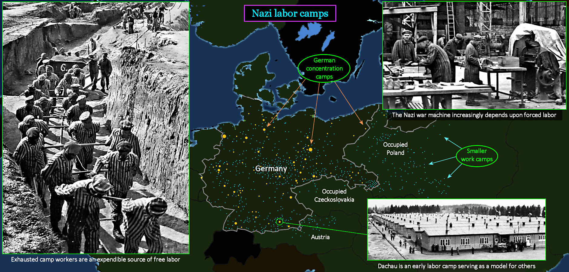 Concentration and work camps, 1943 map